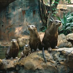 Fototapeta premium Sunset over a lake filled with water lily, Pantanal Brazil. Generative AI