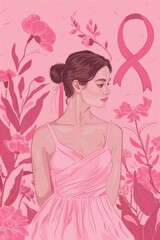 Woman in pink dress with ribbon
