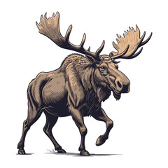 Fototapeta premium Hand Drawn Moose Engraved Illustration