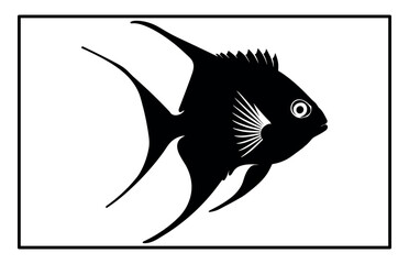 Archer Fish Isolated On White Background. Archerfish unique silhouette design illustration.
