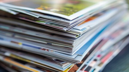 Stack of Magazines Close Up.