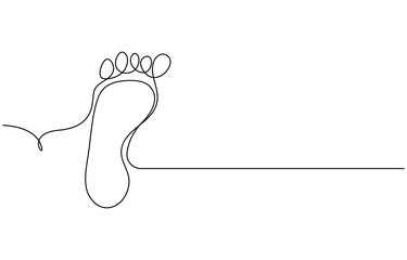 One continuous line drawing of bare foot. Elegance female leg in simple linear style. Concept of Wellness massage and Care about soft skin. Editable stroke. Doodle vector,