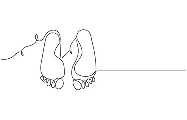 One continuous line drawing of bare foot. Elegance female leg in simple linear style. Concept of Wellness massage and Care about soft skin. Editable stroke. Doodle vector,