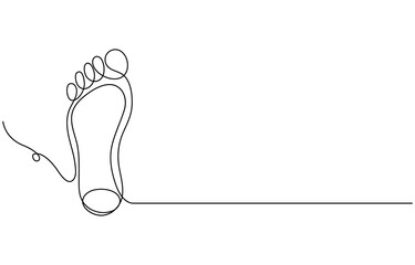 One continuous line drawing of bare foot. Elegance female leg in simple linear style. Concept of Wellness massage and Care about soft skin. Editable stroke. Doodle vector,