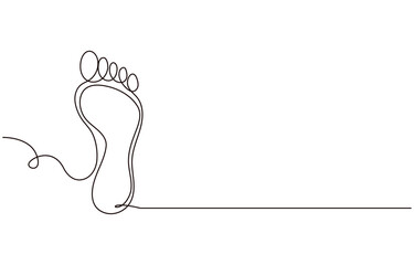 One continuous line drawing of bare foot. Elegance female leg in simple linear style. Concept of Wellness massage and Care about soft skin. Editable stroke. Doodle vector,