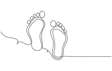 One continuous line drawing of bare foot. Elegance female leg in simple linear style. Concept of Wellness massage and Care about soft skin. Editable stroke. Doodle vector,
