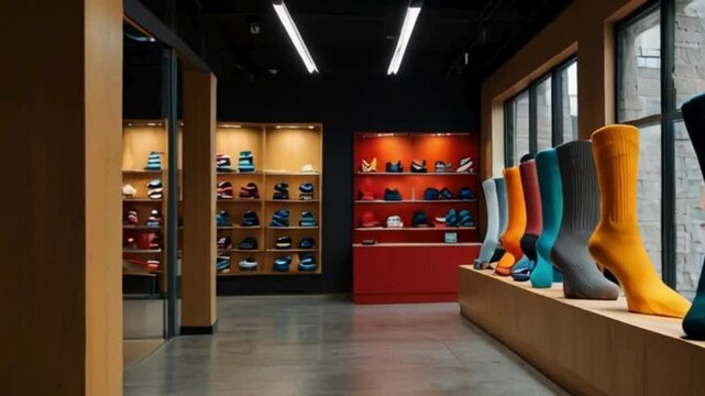  Interior of a Modern Sock Store with Colorful Socks on Display