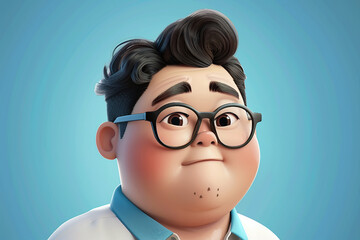 Realistic 3D cartoon character funny adult man children comics generative AI concept