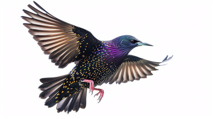 Obraz premium Starling (Sturnus vulgaris) isolated on white background
