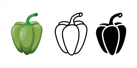 Bell pepper icons set. Bell pepper collection vector icons for web, mobile apps.