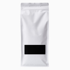 Blank coffee bag packaging mockup isolated on white background, suitable for branding and product design. Empty kraft pouch with copy space for logo or label