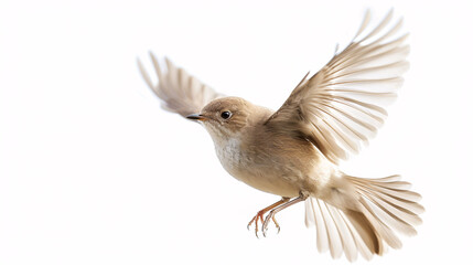 Obraz premium Flying Blackcap (Luscinia svecica) isolated on white background