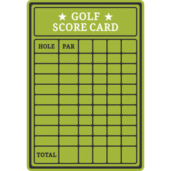 Golf Score Card Illustration Isolated Transparent Background