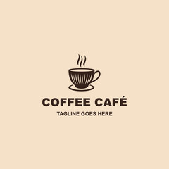 Simple cafe logo design isolated on whte background