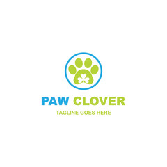 Simple paw with clover logo design on white background
