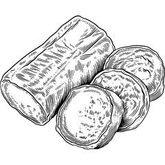 Hand drawn Goat Cheese Sketch Illustration