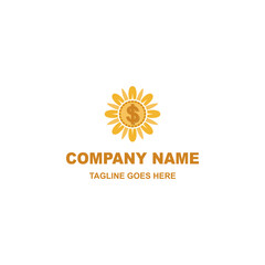 Abstract flower money logo design vector on white background