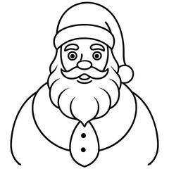 Cheerful Santa Claus Vector Design for Holiday Projects.Clean Santa Claus Illustration in Line Art.