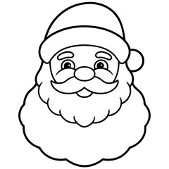 Cheerful Santa Claus Vector Design for Holiday Projects.Clean Santa Claus Illustration in Line Art.