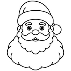 Cheerful Santa Claus Vector Design for Holiday Projects.Clean Santa Claus Illustration in Line Art.