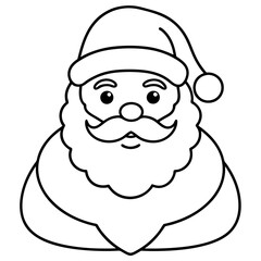 Cheerful Santa Claus Vector Design for Holiday Projects.Clean Santa Claus Illustration in Line Art.
