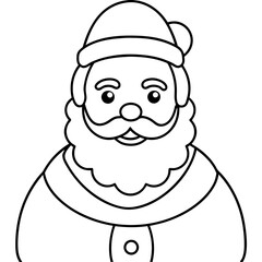 Cheerful Santa Claus Vector Design for Holiday Projects.Clean Santa Claus Illustration in Line Art.