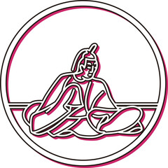 カラーシャドウ円形シンプル百人一首　河原左大臣