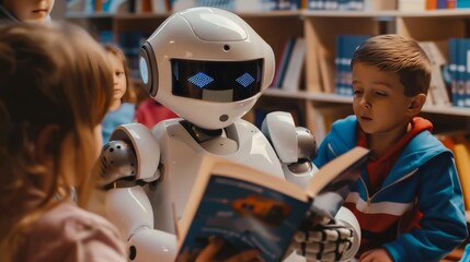 Children Engaged in Learning with a Friendly Robot at the Library