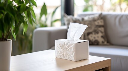 Decorative Tissue Box on Wooden Table