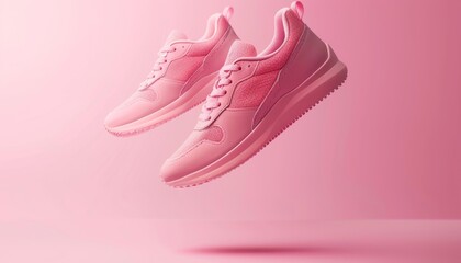 Floating Pink Sneaker on Pastel Background