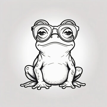 recommend clip art: A simple Black and white outline drawing of Frogs, Pond, Nature, Water Lilly