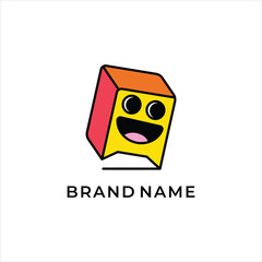 Fun Playful Cartoon box mascot character logo design for gaming kid 
