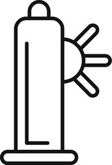 Sunblock lotion is standing on the beach under the shining sun