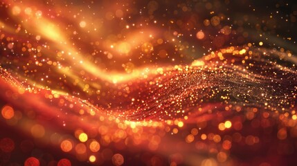 Fototapeta premium Glowing Red and Gold Sparkle Background with Bokeh Effect