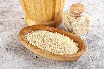 Sesame seeds heap in the bowl