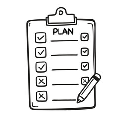 Doodle checklist set. To do, task list with check mark vector illustration. Hand drawn sketch style memo page.