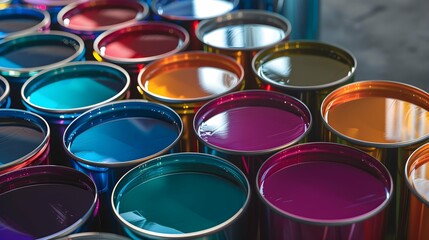 Fototapeta premium automotive paint cans in a variety of colors