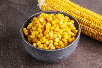 Marinated corn in the bowl