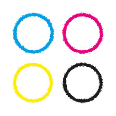 Circle Stroke Ink Splatter CMYK Icons