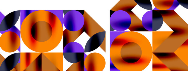 Metal color circles with shadows and other geometric elements composition for wallpaper, banner, background or landing