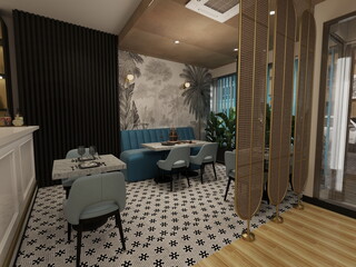 restaurante  bar de estilo moderno colonial mediterráneo 