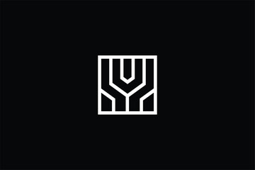 initial letter Y in square box lineart iconic business vector mark icon symbol, letter Y in square box digital wires connection tech company logo