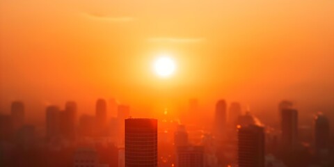 Urban Heatwave City Grapples with Rising Temperatures from Global Warming and Urban Heat Island Effect. Concept Climate Change, Urban Heatwave, Rising Temperatures, Global Warming