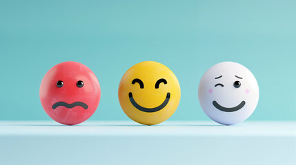 Emotion Balls. Smiley Sad and Nervous Faces