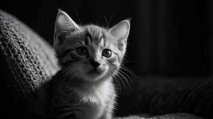 Super Cute Kitten Professional Black and White Photography