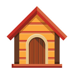 Illustration of Wooden Dog House on white