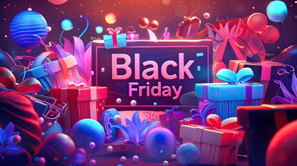 Bouncy Black Friday Bash: Fun Cartoon Sale Sign Extravaganza