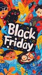 "Whimsical Black Friday Sign Depicting Exciting Shopping Deals"