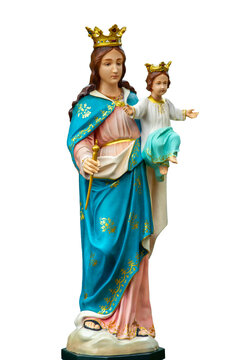 PNG format: The beautiful statue of Mary Help of Christians in Parish Church of St. John Bosco, Jakarta - Indonesia.