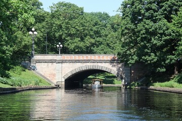 Fototapeta premium City canal river in Riga, Latvia